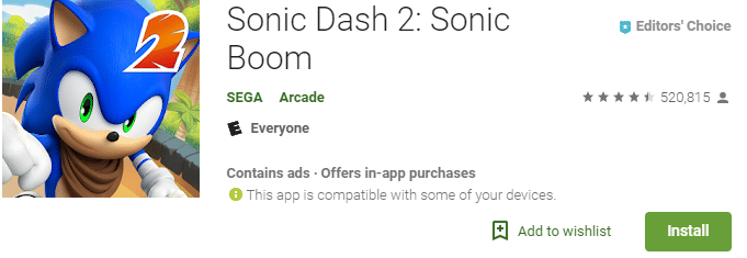 sonic dash 2 retro game