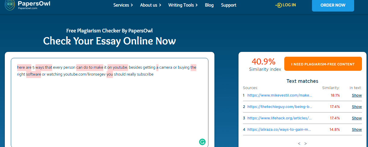 papersOwl checking tool