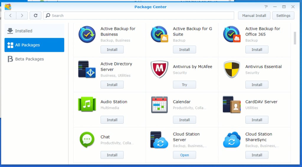 synology package center